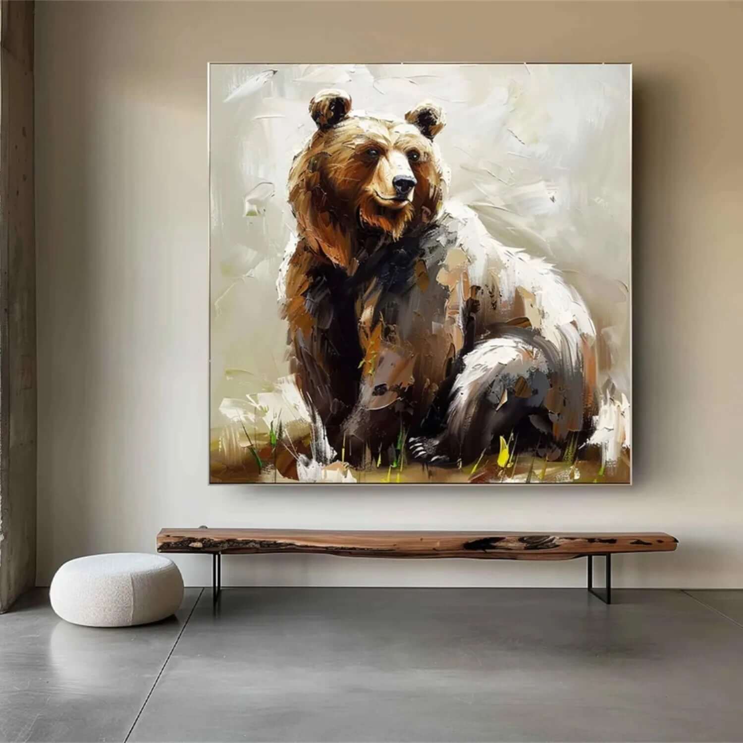 Seated Brown Bear - Modern Abstract Animal Wall Art