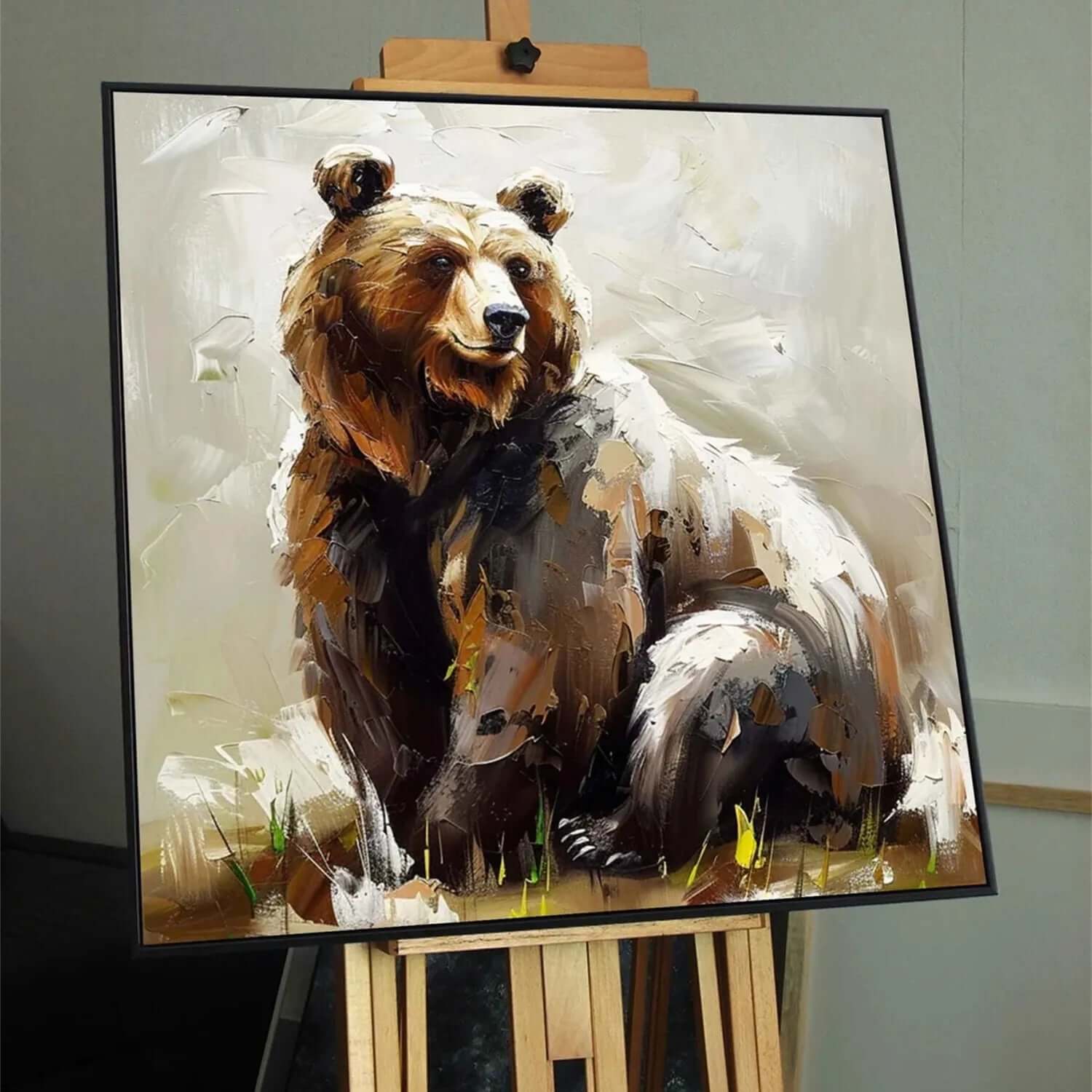 Seated Brown Bear - Modern Abstract Animal Wall Art