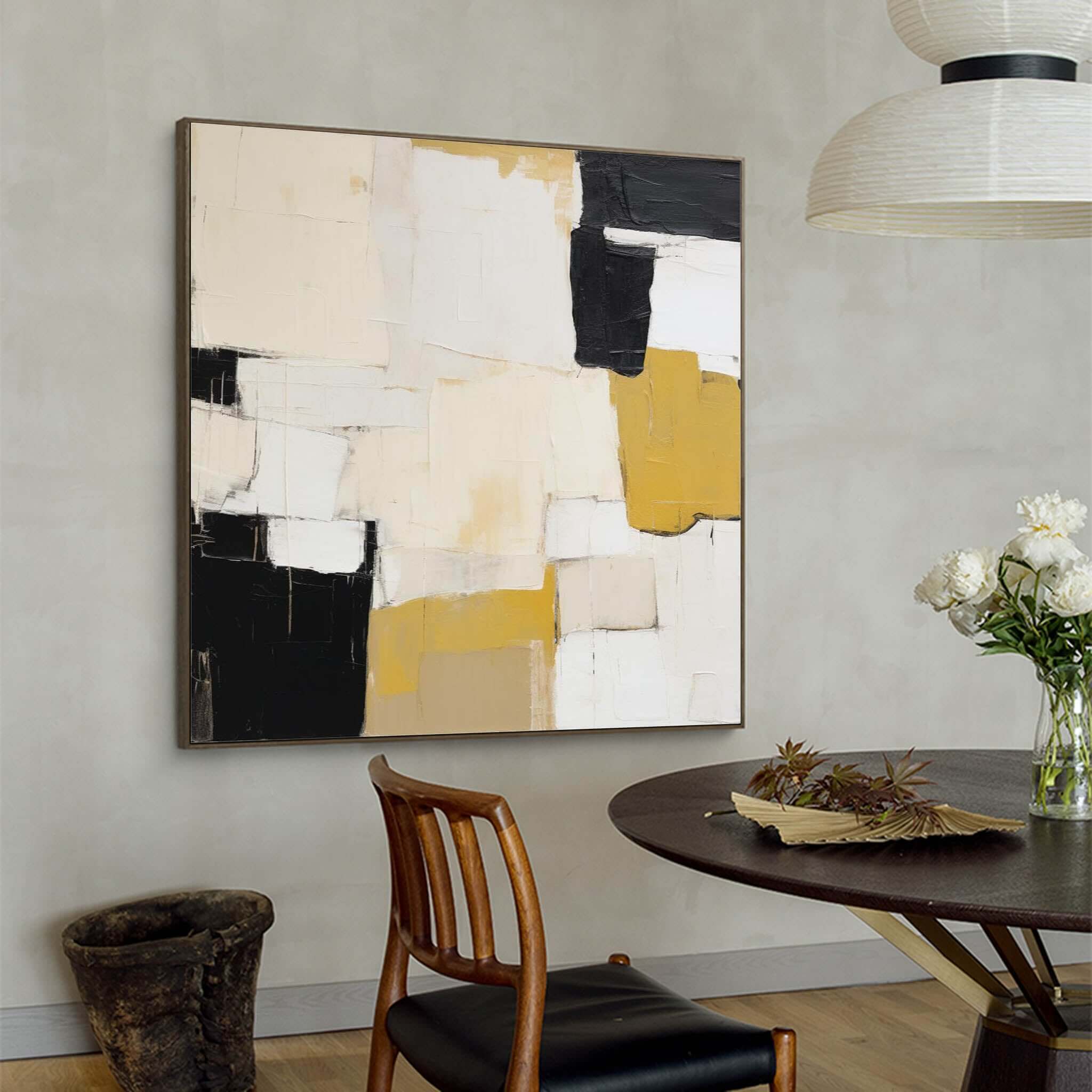 Shape - Black and Yellow Abstract Art Painting