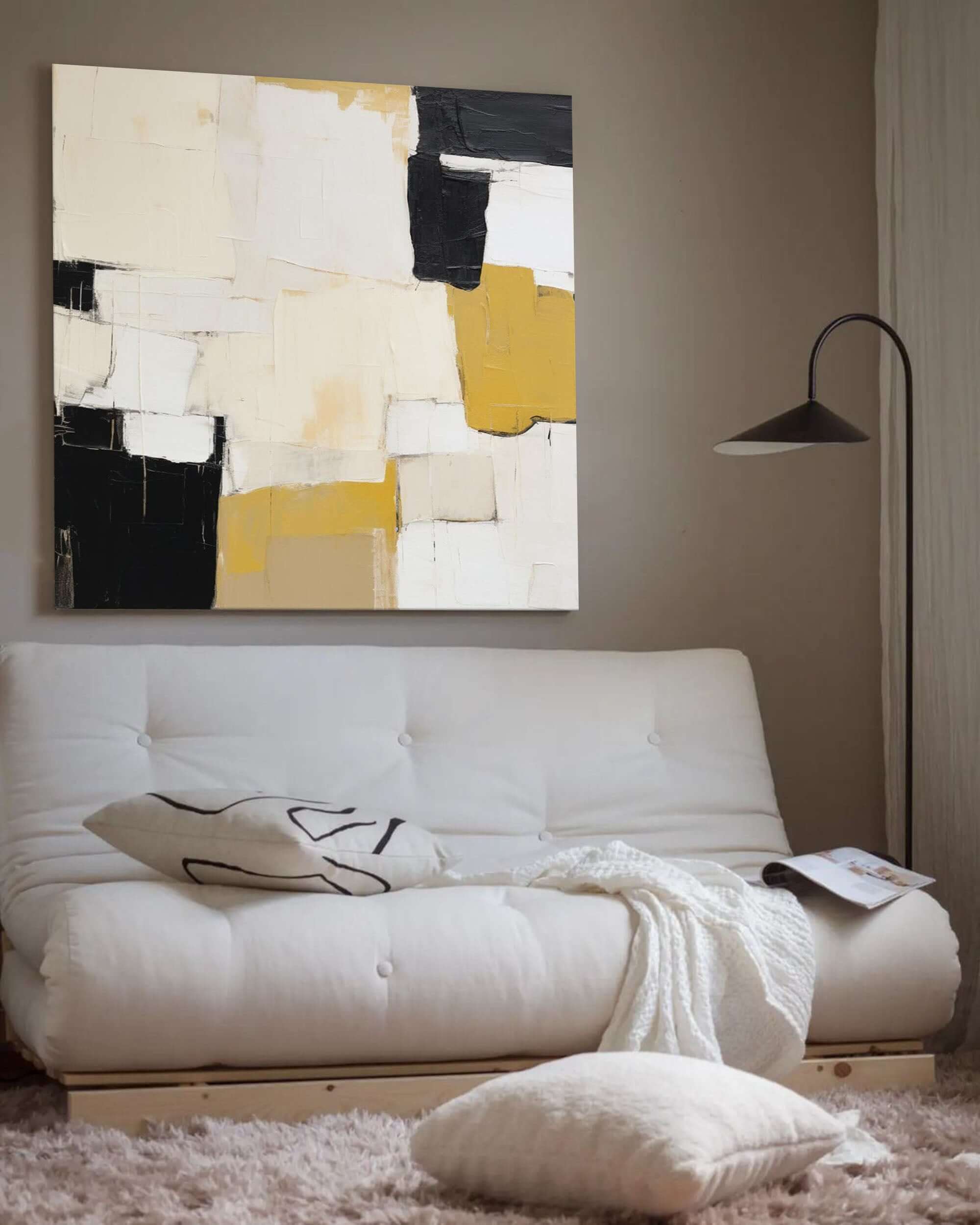 Shape - Black and Yellow Abstract Art Painting