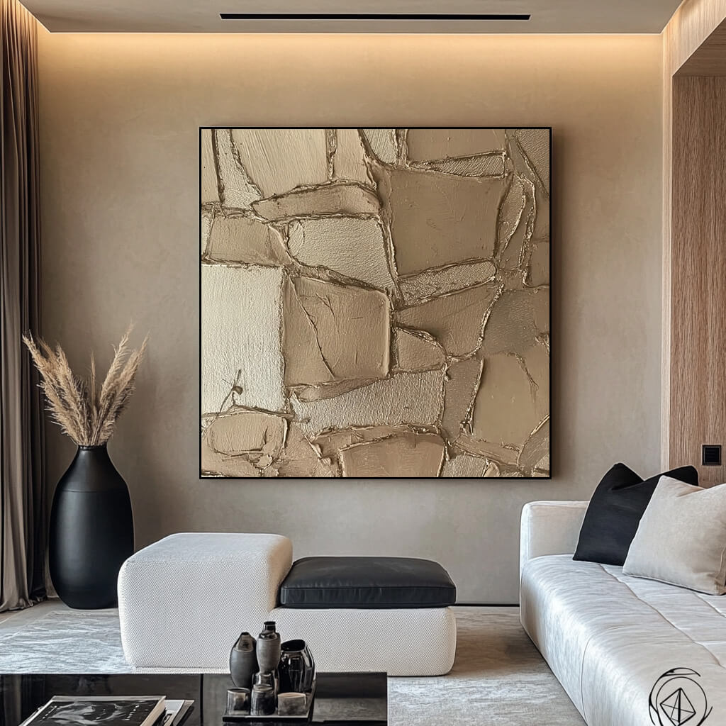 Silent Folds - Large Abstract Hand Painted Wabi Sabi Wall Art