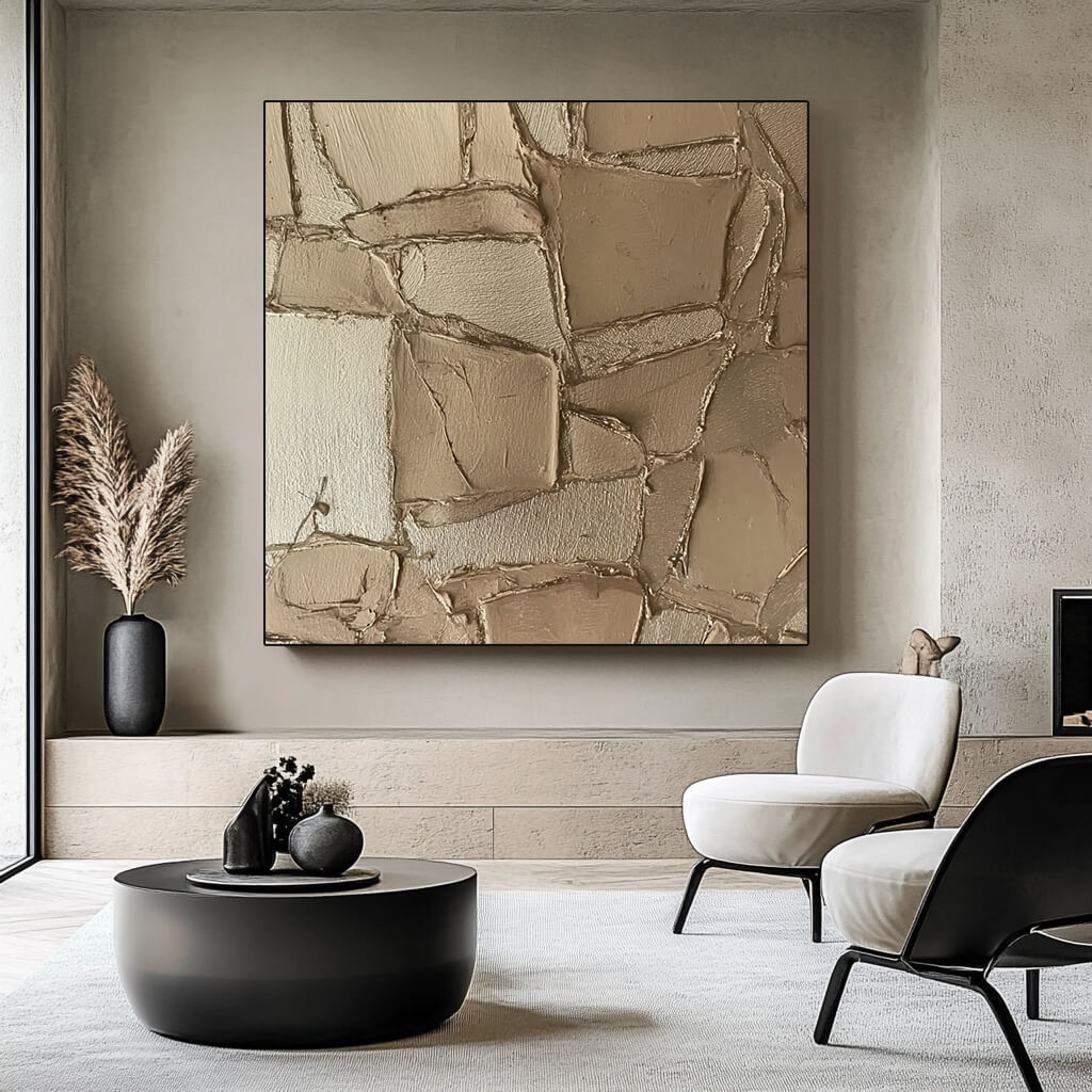 Silent Folds - Large Abstract Hand Painted Wabi Sabi Wall Art