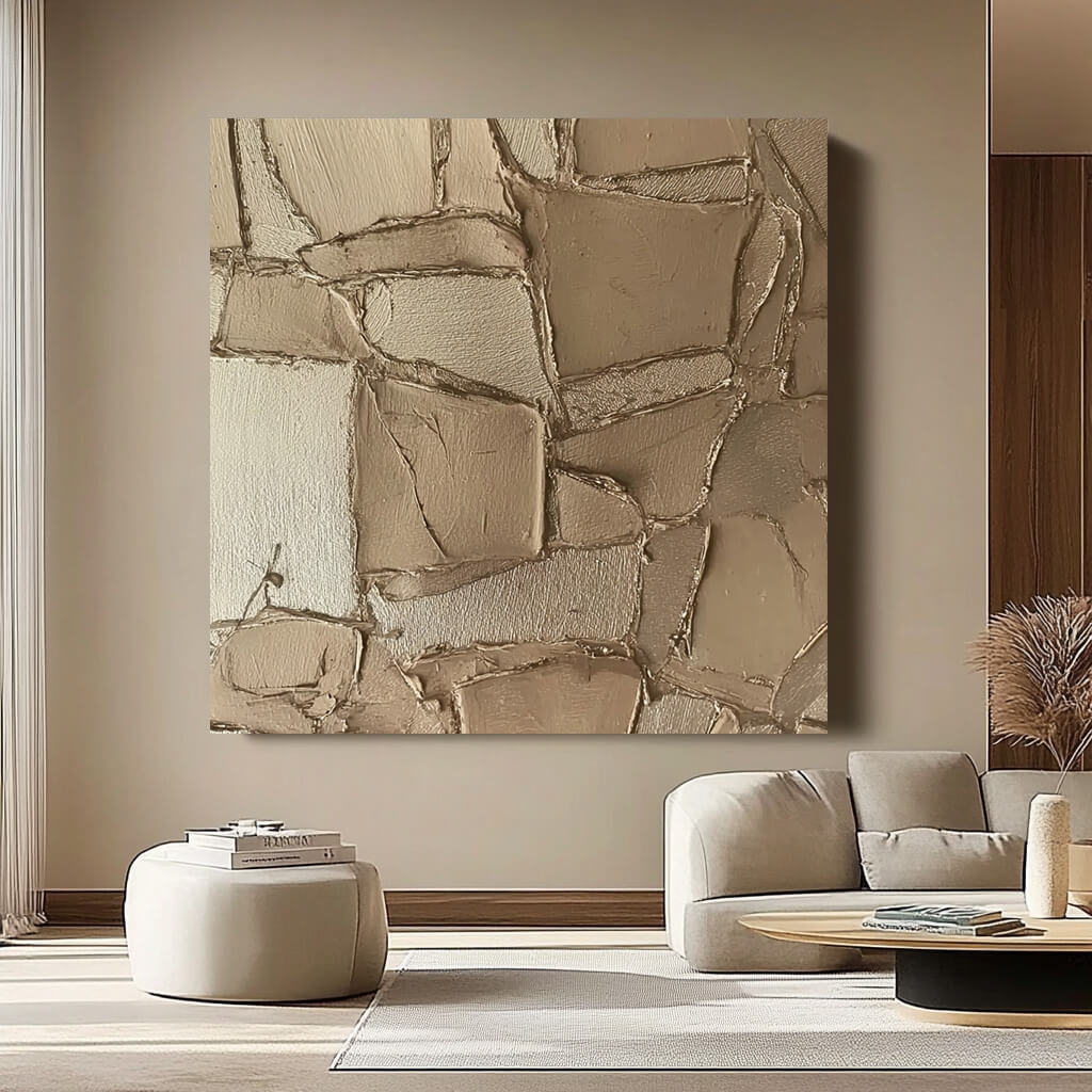 Silent Folds - Large Abstract Hand Painted Wabi Sabi Wall Art