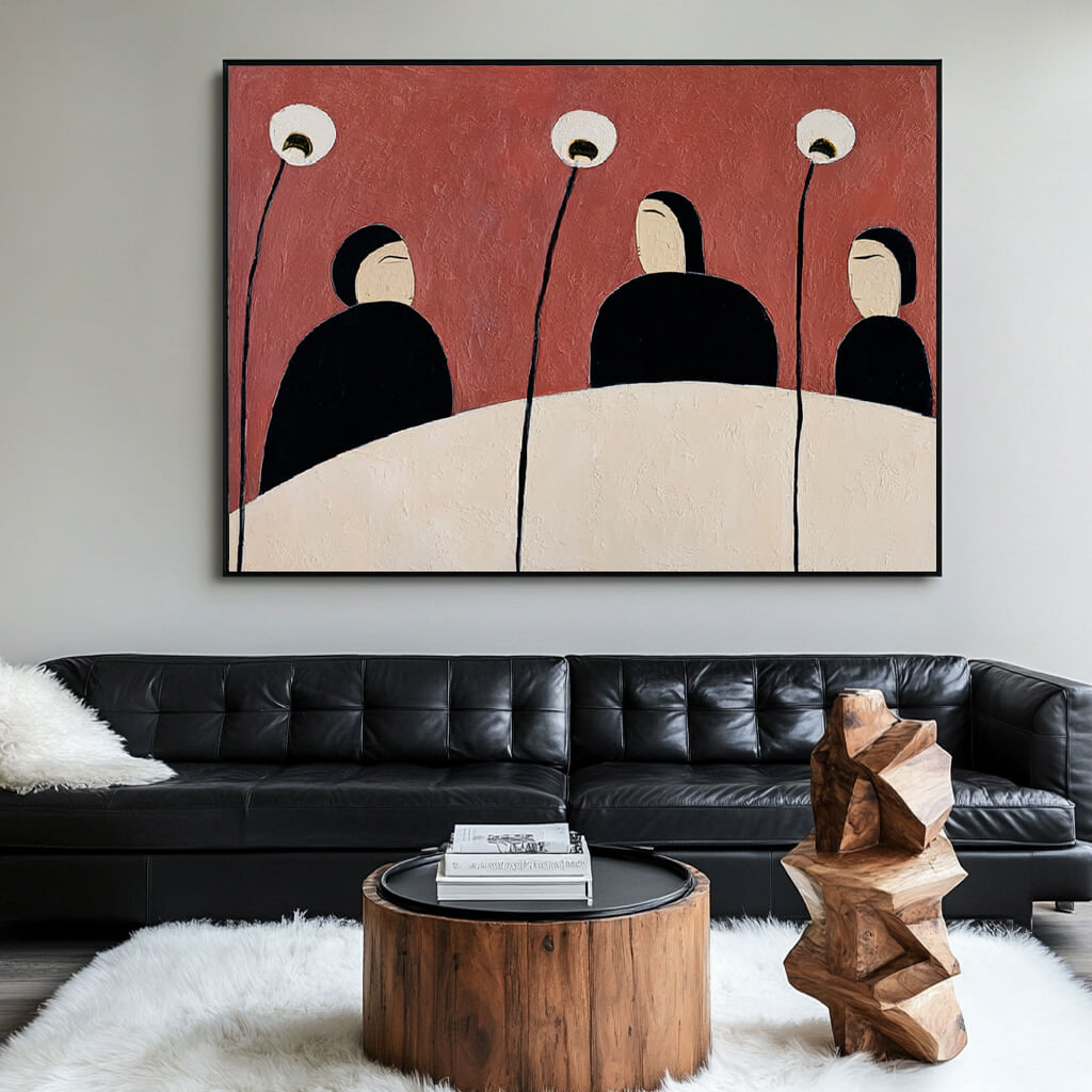 Silent Gathering - Large Abstract Figure Floral Decor Wall Art