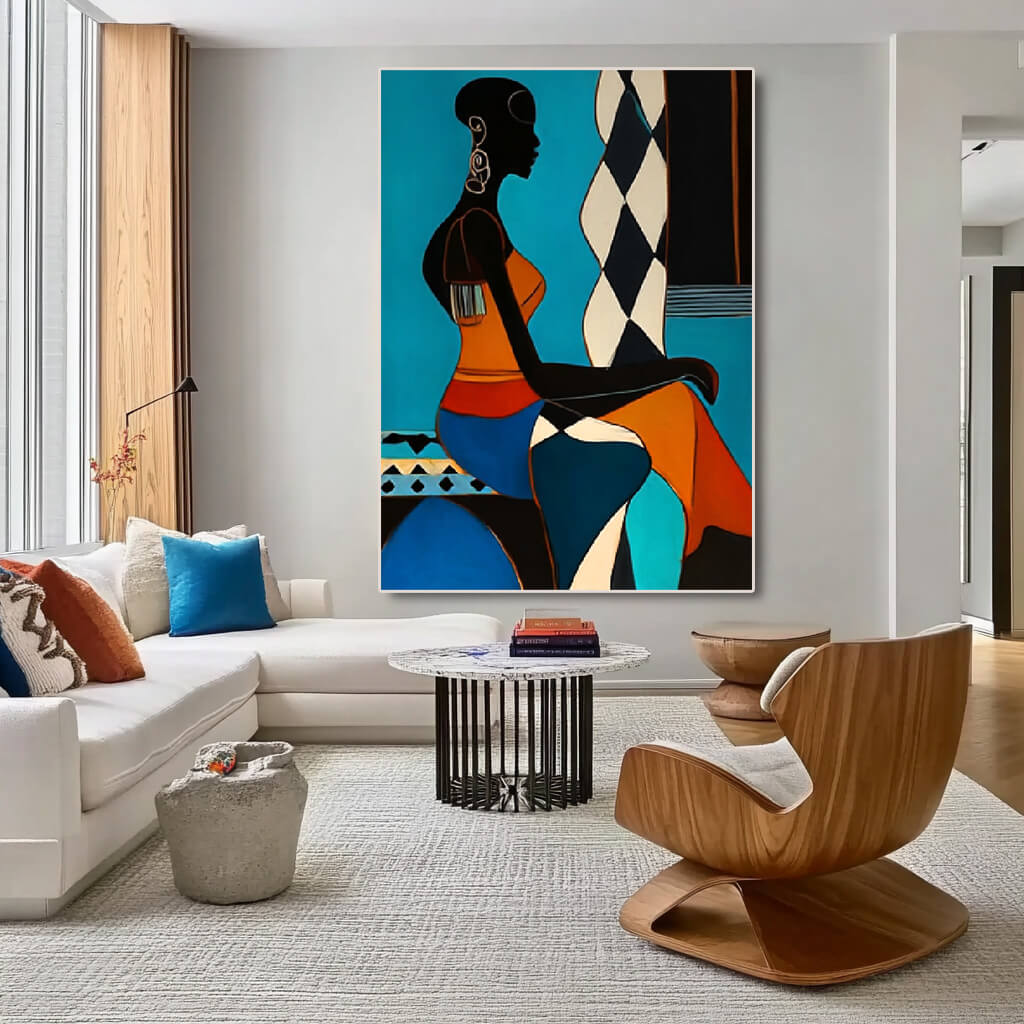 Silhouette in Azure - Large Modern Abstract Figure Wall Art