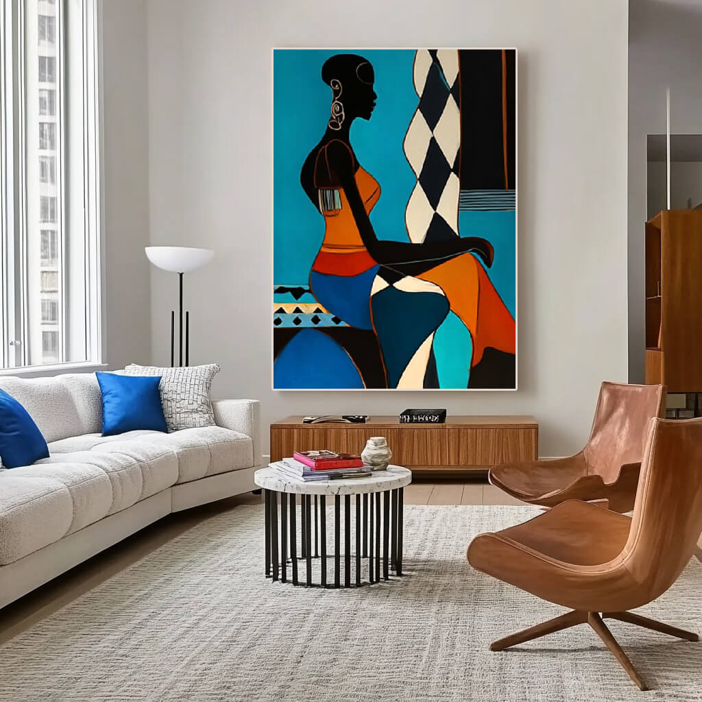 Silhouette in Azure - Large Modern Abstract Figure Wall Art