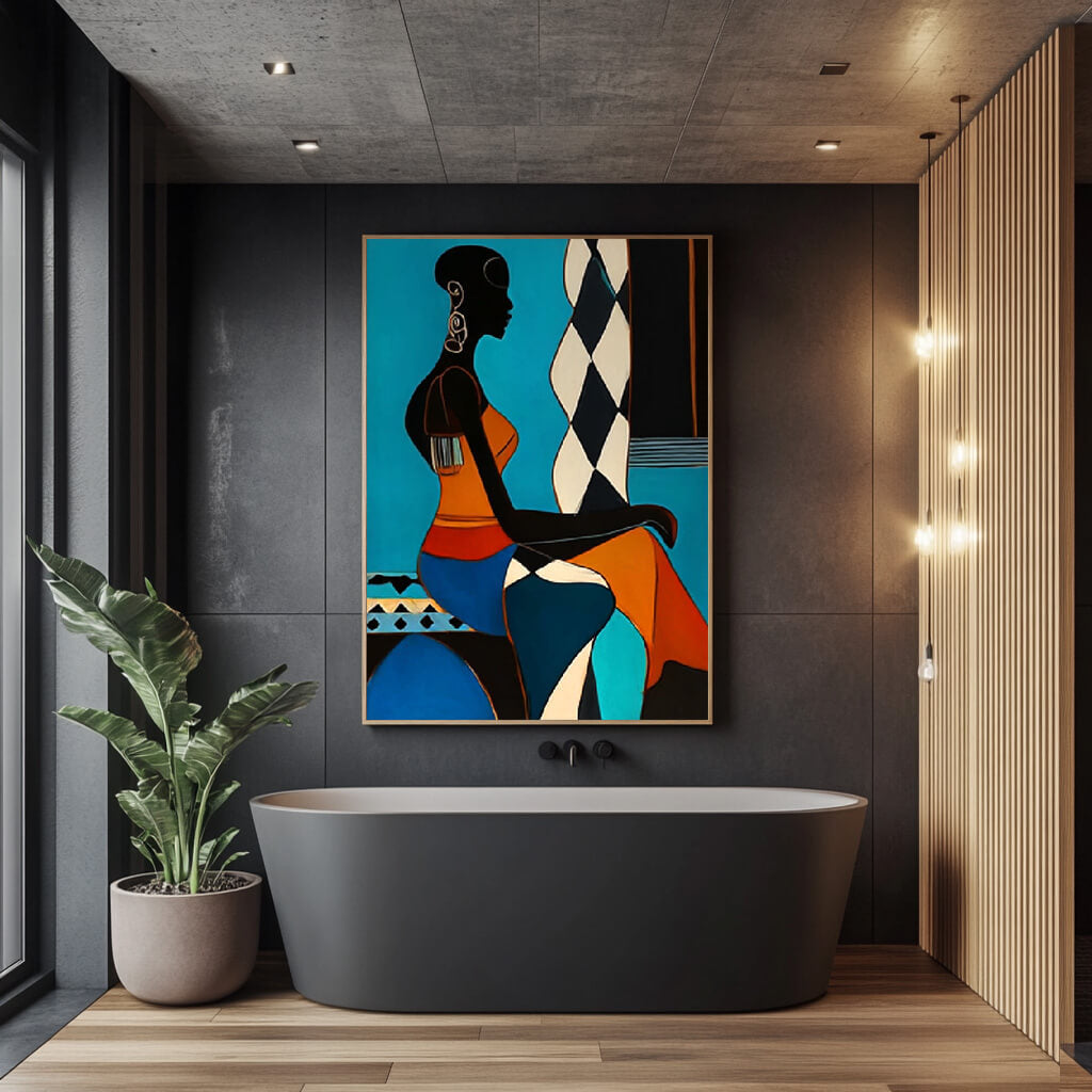 Silhouette in Azure - Large Modern Abstract Figure Wall Art