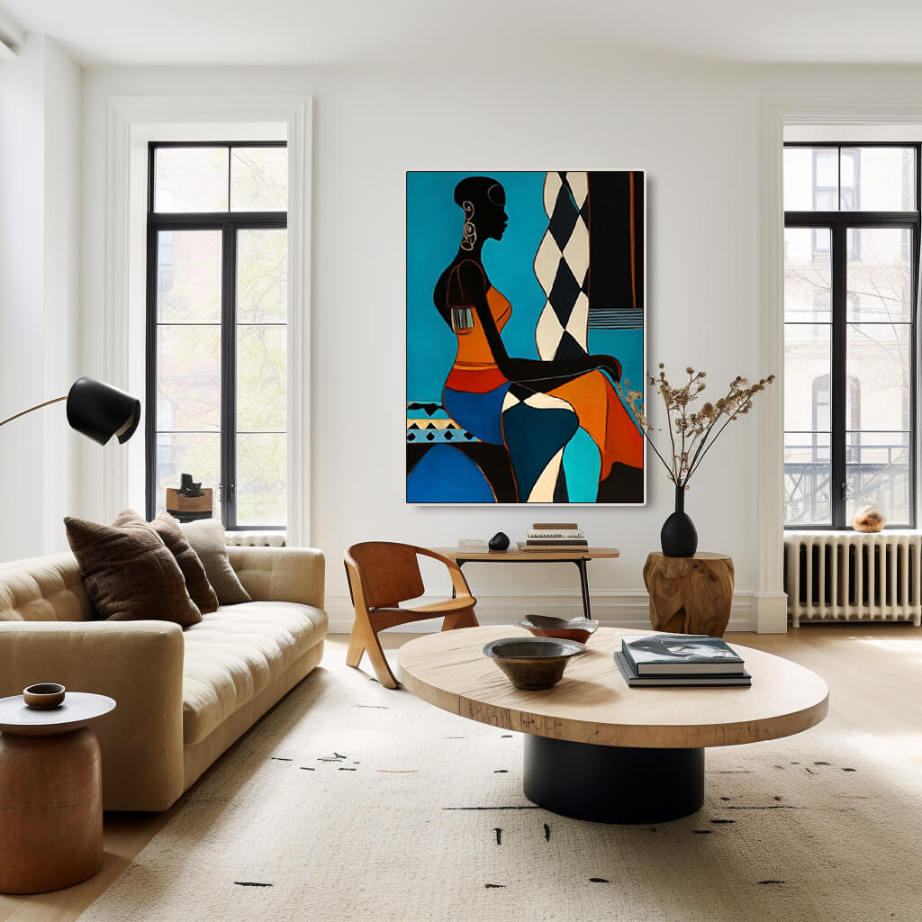 Silhouette in Azure - Large Modern Abstract Figure Wall Art