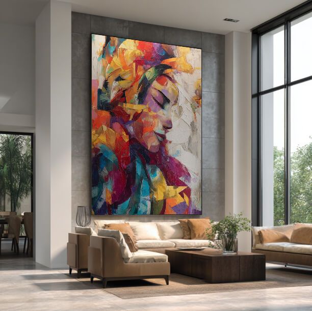 Silhouette in Color - Large Modern Abstract Female Silhouette Wall Art