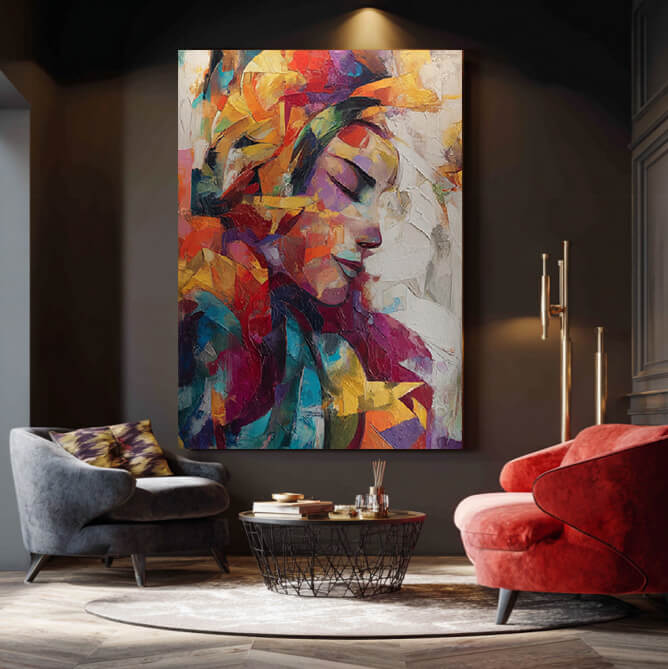 Silhouette in Color - Large Modern Abstract Female Silhouette Wall Art