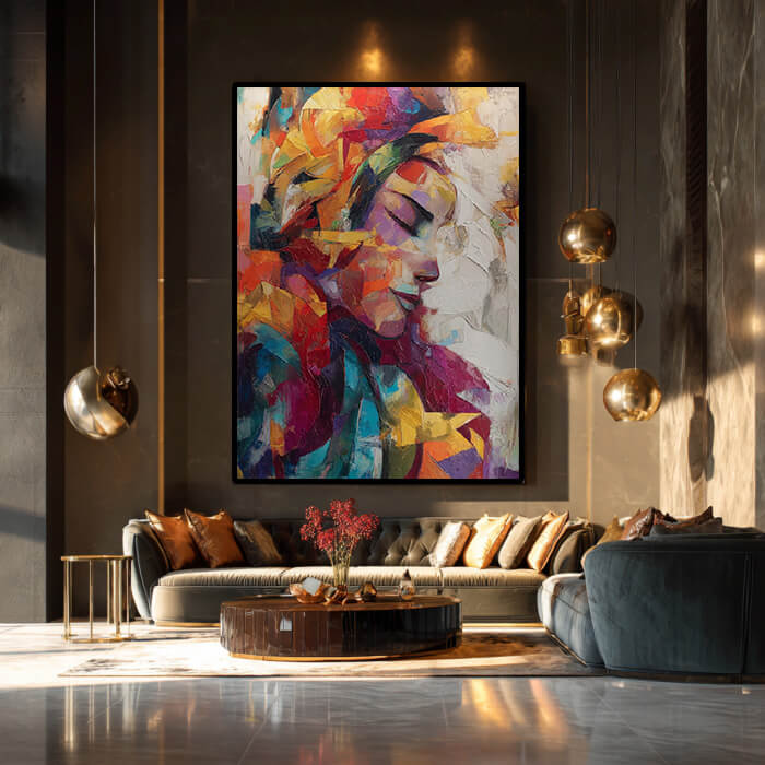 Silhouette in Color - Large Modern Abstract Female Silhouette Wall Art