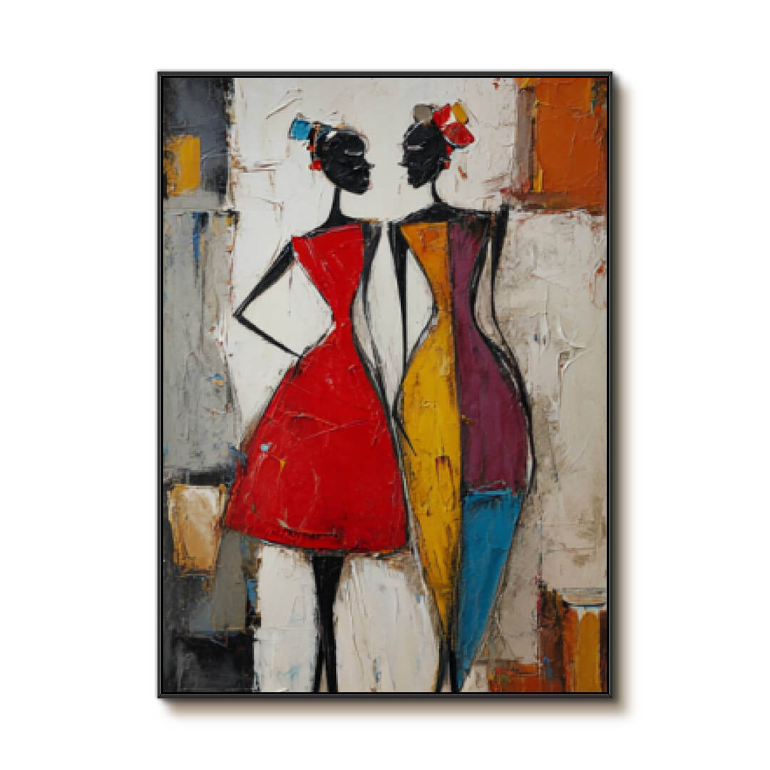 Sketch of Intimacy - Large Modern Minimalist Abstract Figure Oil Painting