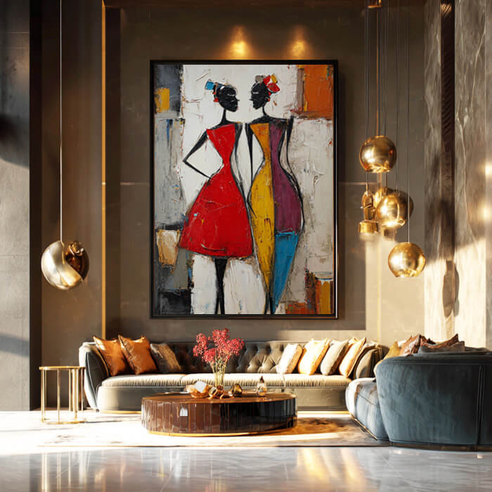 Sketch of Intimacy - Large Modern Minimalist Abstract Figure Oil Painting