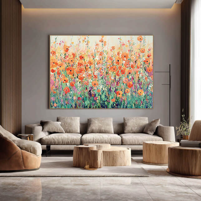 Solstice Sparks - Large Hand Painted Colorful Floral Canvas Art
