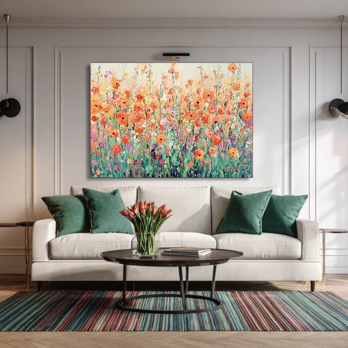 Solstice Sparks - Large Hand Painted Colorful Floral Canvas Art