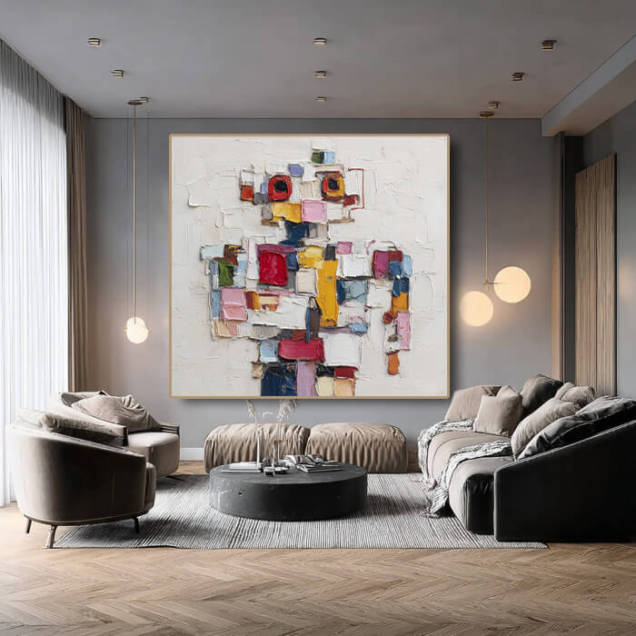 Soul in Cubes - Modern Abstract Pixelated Person Portrait Oil Painting