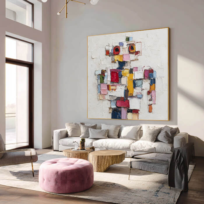 Soul in Cubes - Modern Abstract Pixelated Person Portrait Oil Painting