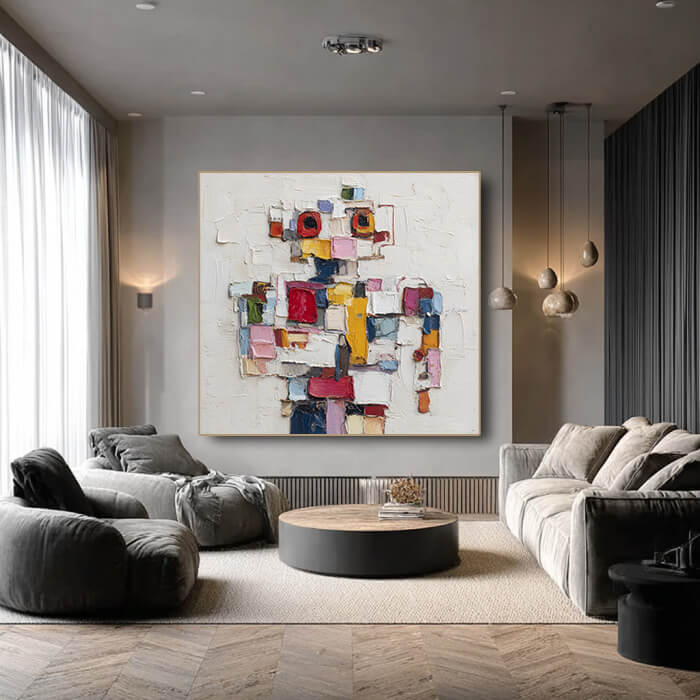Soul in Cubes - Modern Abstract Pixelated Person Portrait Oil Painting