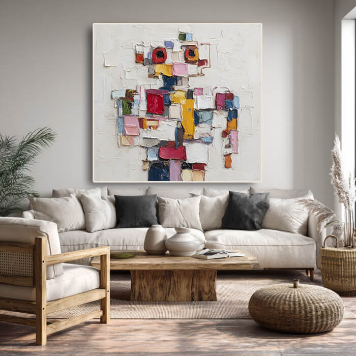 Soul in Cubes - Modern Abstract Pixelated Person Portrait Oil Painting