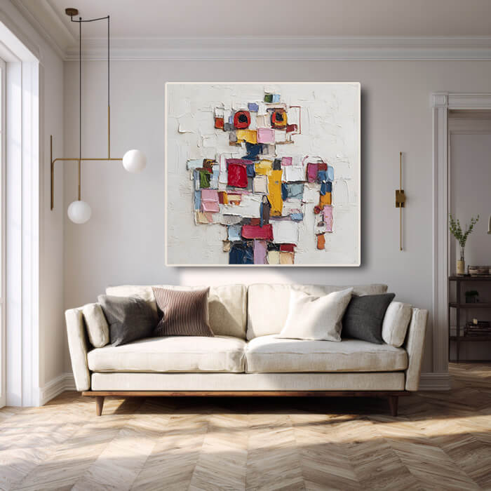 Soul in Cubes - Modern Abstract Pixelated Person Portrait Oil Painting