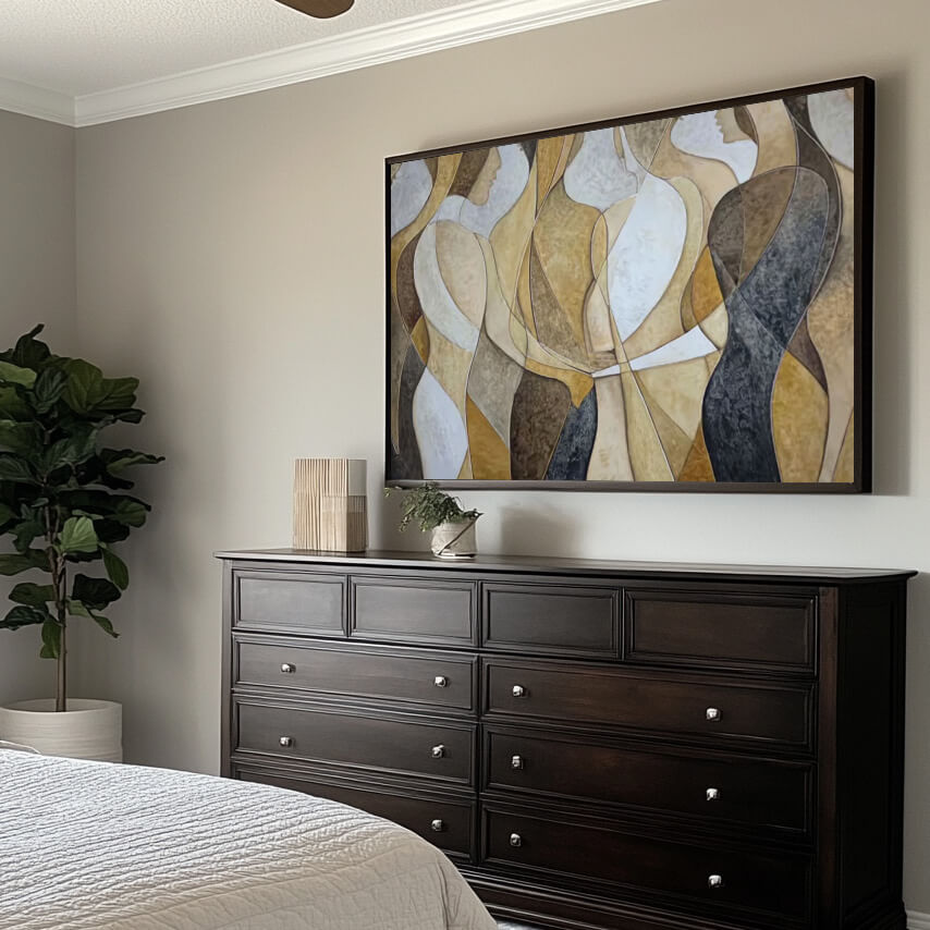 Souls Woven in Light - Large Modern Female Group Portrait Wall Art