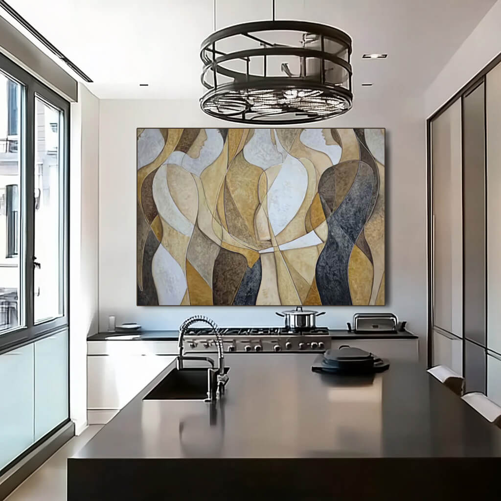 Souls Woven in Light - Large Modern Female Group Portrait Wall Art