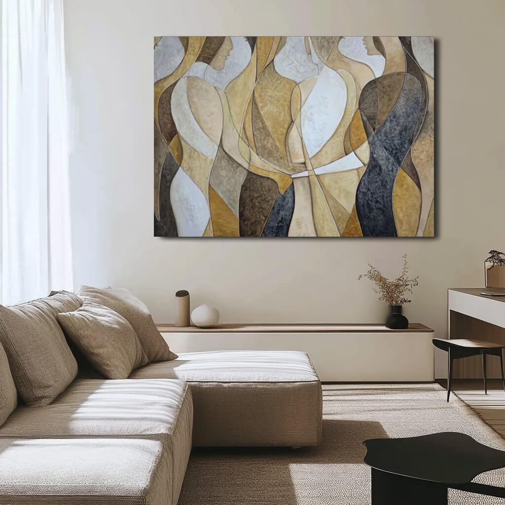 Souls Woven in Light - Large Modern Female Group Portrait Wall Art