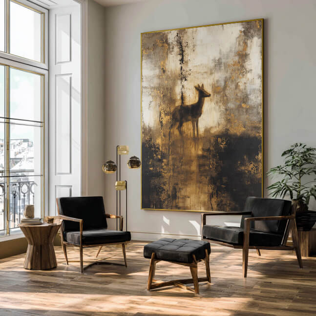 Spirit of the Wilderness - Large Wabi Sabi Texture Animal Silhouette Wall Art