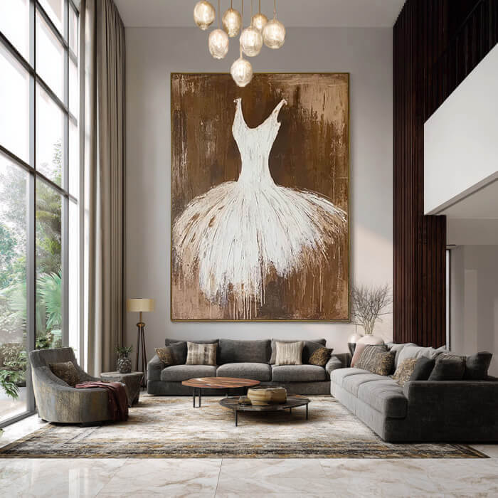 The Fluid Tutu - Large Modern Ballet Theme Abstract Wall Art