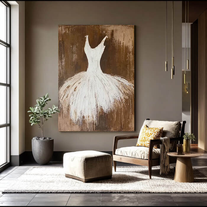 The Fluid Tutu - Large Modern Ballet Theme Abstract Wall Art