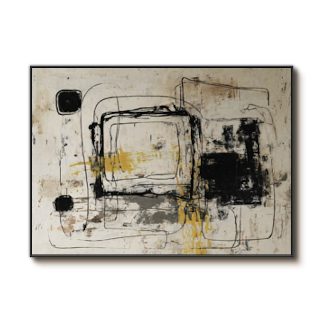 The Fragmented Script - Large Wabi Sabi Minimalist Abstract Geometric Wall Art