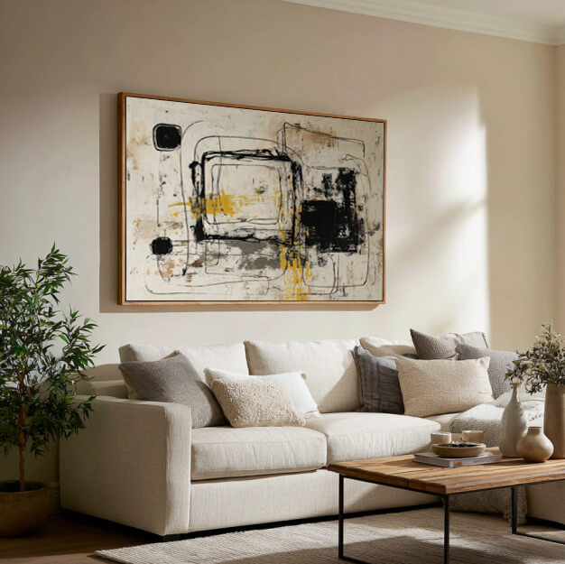 The Fragmented Script - Large Wabi Sabi Minimalist Abstract Geometric Wall Art