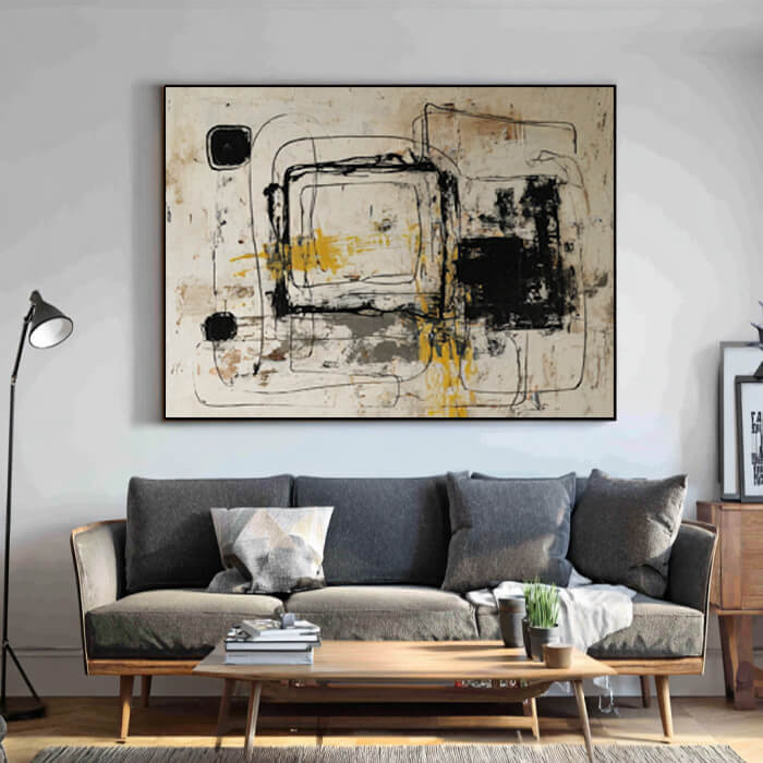 The Fragmented Script - Large Wabi Sabi Minimalist Abstract Geometric Wall Art