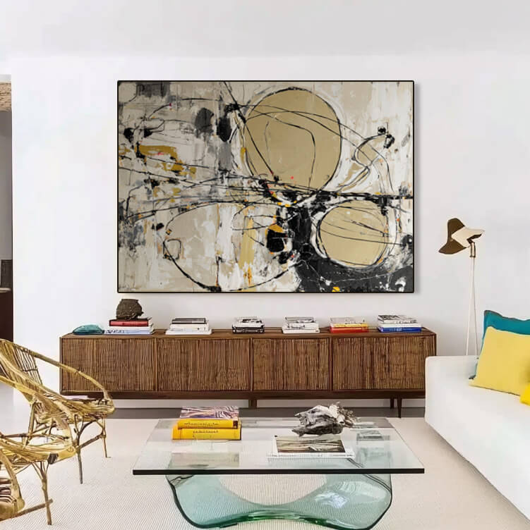 The Golden Trajectory - Large Modern Minimalist Abstract Geometric Wall Art