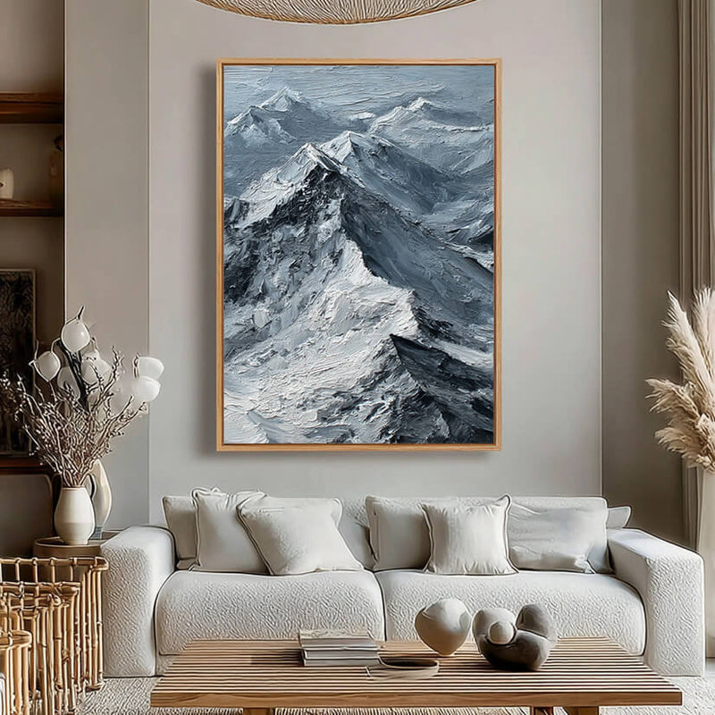 The Peak of Silence - Large Modern Impasto Snow Mountain Oil Painting