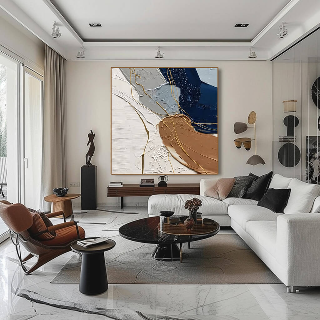 The River of Intent - Large Abstract Hand Painted Wabi Sabi Wall Art