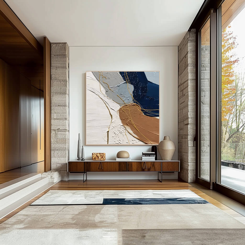 The River of Intent - Large Abstract Hand Painted Wabi Sabi Wall Art