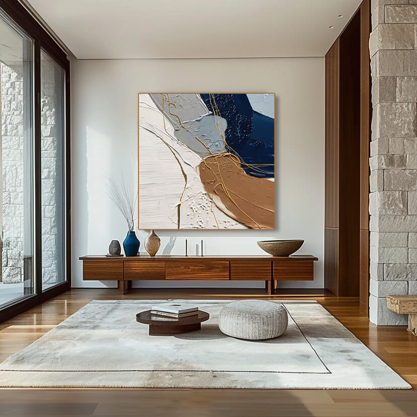 The River of Intent - Large Abstract Hand Painted Wabi Sabi Wall Art