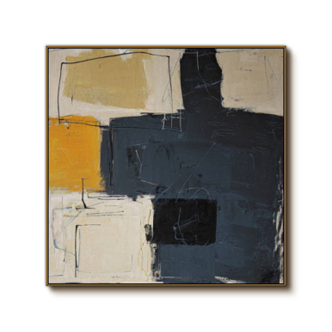 The Weight of Shadows - Large Wabi Sabi Industrial Textured Block Wall Art