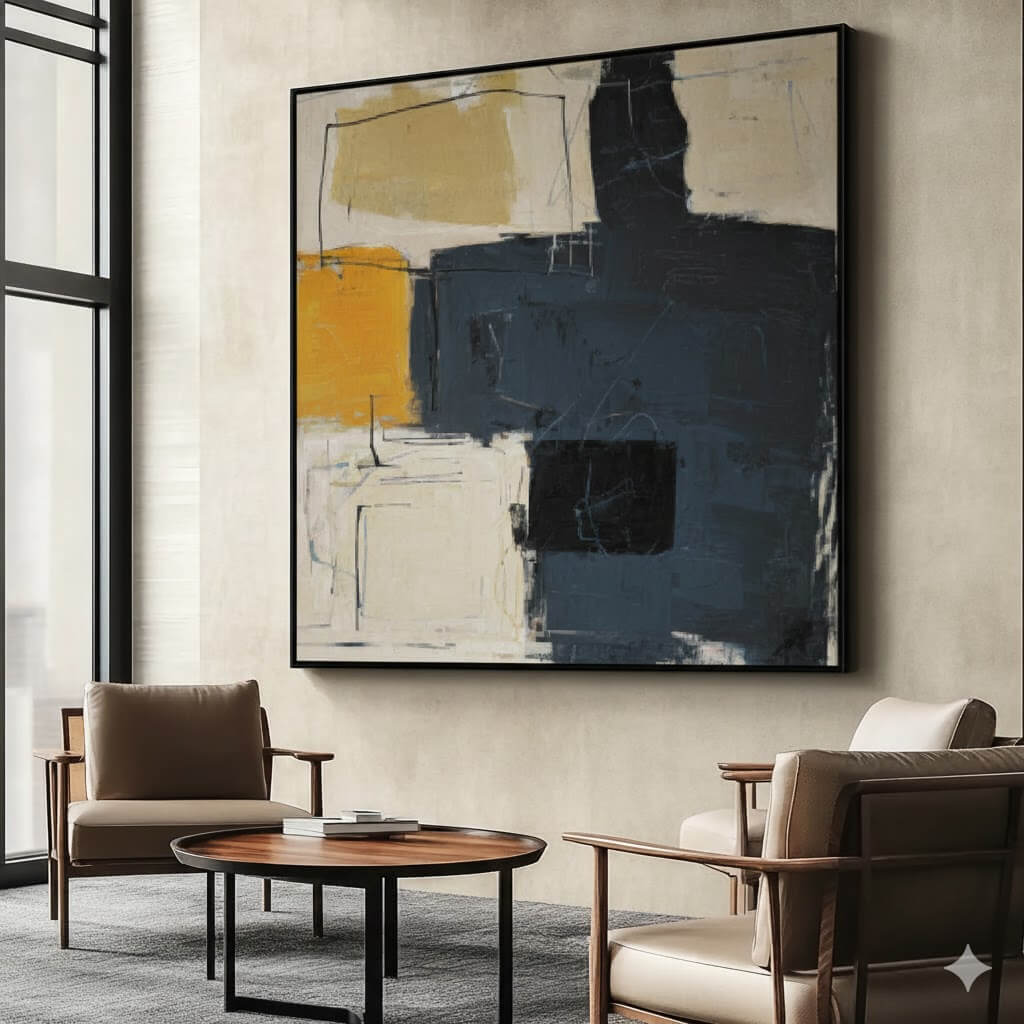 The Weight of Shadows - Large Wabi Sabi Industrial Textured Block Wall Art