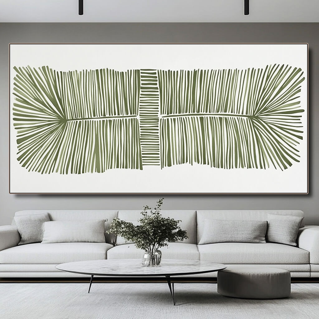 Veins of the Forest - Large Modern Hand Painted Linear Botanical Wall Art