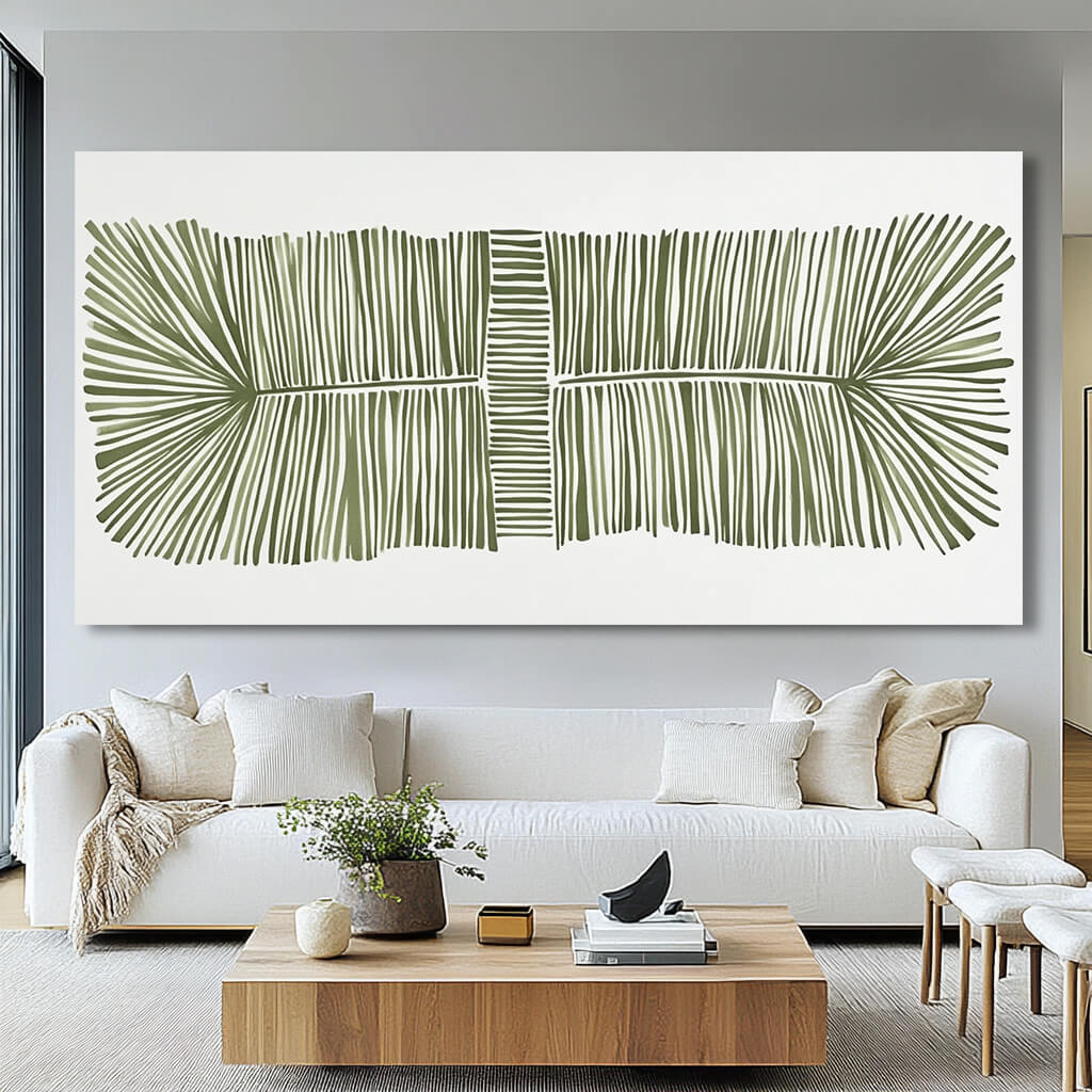 Veins of the Forest - Large Modern Hand Painted Linear Botanical Wall Art