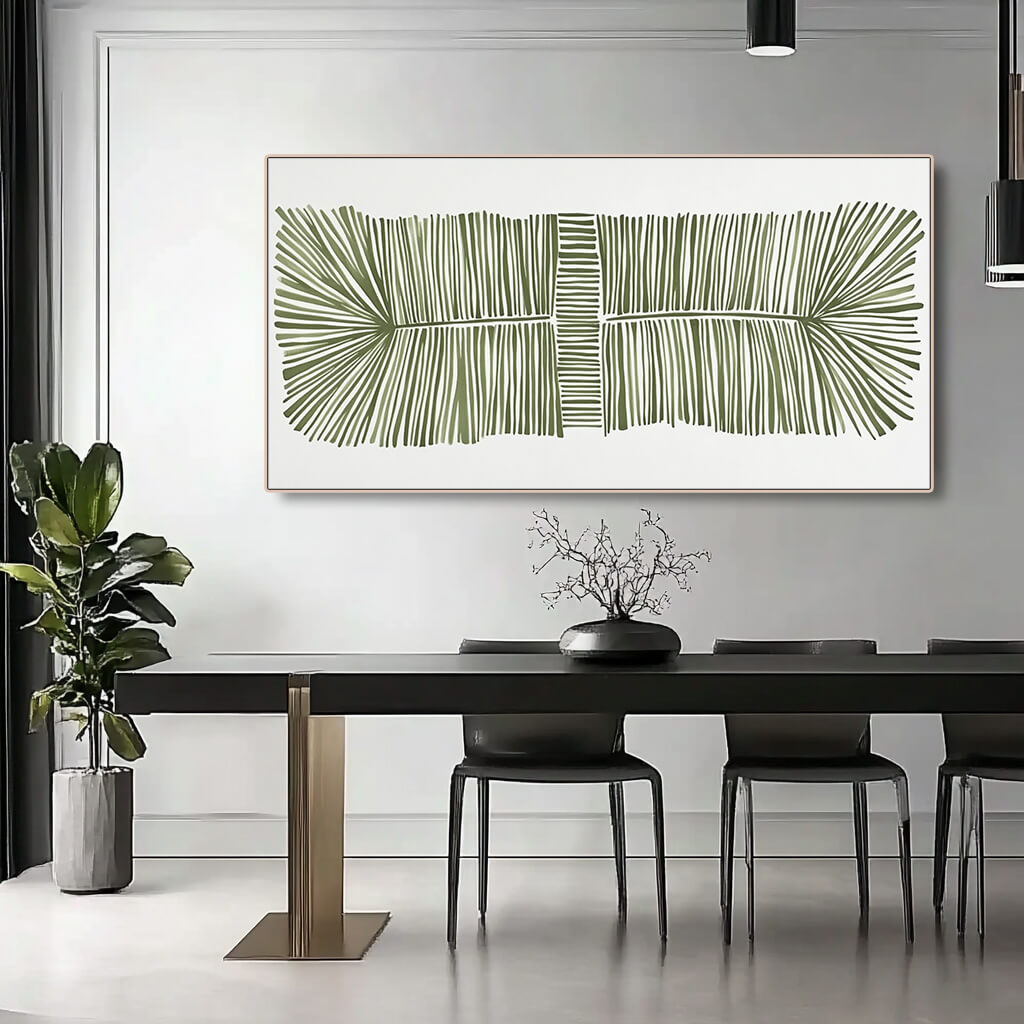 Veins of the Forest - Large Modern Hand Painted Linear Botanical Wall Art