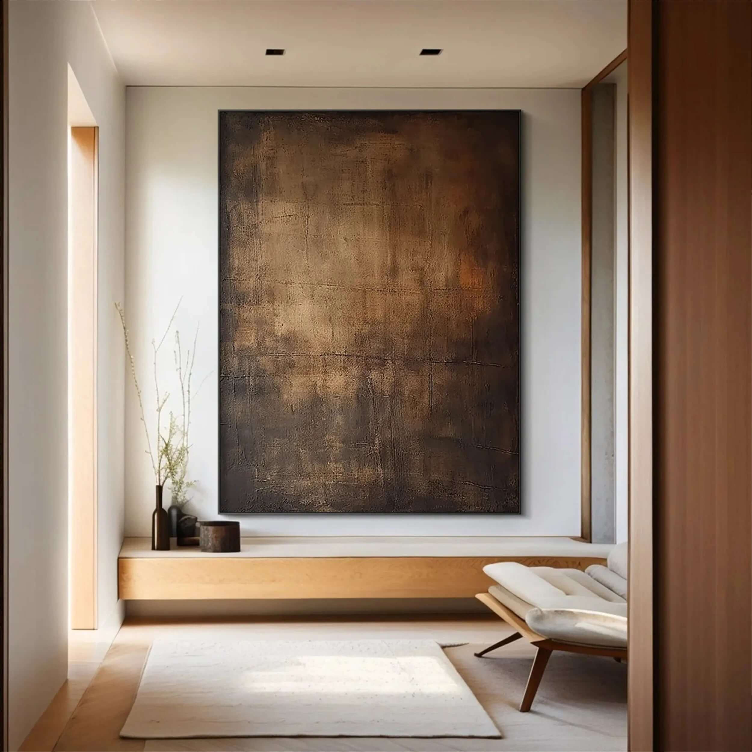 Worn Down - Minimalist Bronze Abstract Canvas Art