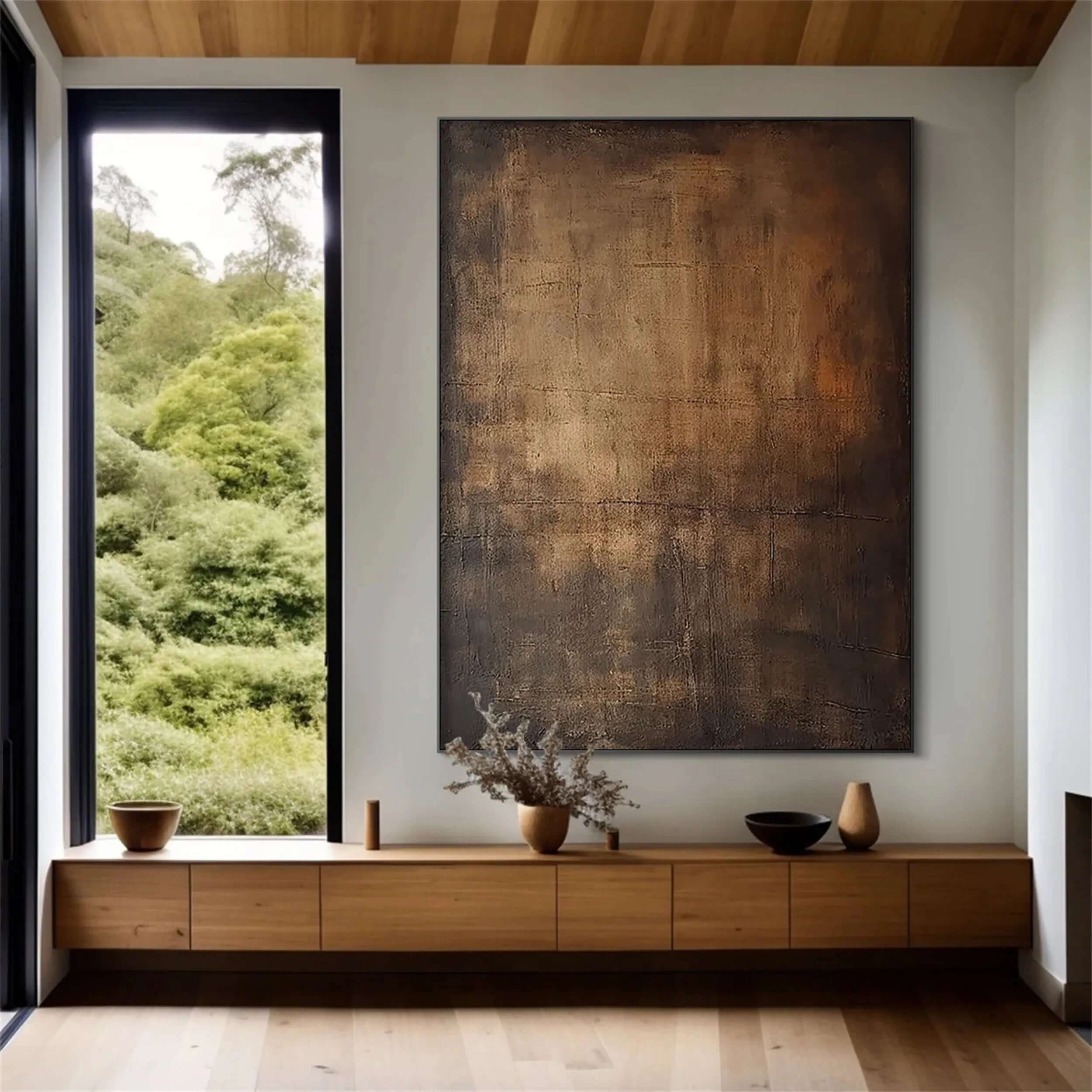 Worn Down - Minimalist Bronze Abstract Canvas Art